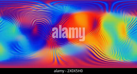 HDRI. Gradientenwellen, schillernde Chrom-Wellenfläche. Vollständiges sphärisches Panorama 360 Grad. Tuch, Stoff, flüssige Oberfläche, Wellen, Reflexionen. 3D ren Stockfoto