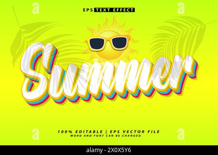 hallo Sommer Schriftzug 3D bearbeitbarer Texteffekt Stock Vektor
