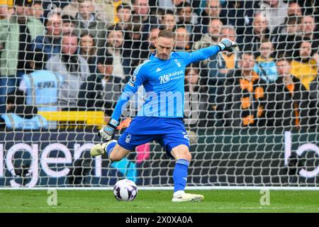 Matz Sels, Torhüter des Nottingham Forest während des Premier League-Spiels zwischen Nottingham Forest und Wolverhampton Wanderers auf dem City Ground, Nottingham am Samstag, den 13. April 2024. (Foto: Jon Hobley | MI News) Stockfoto