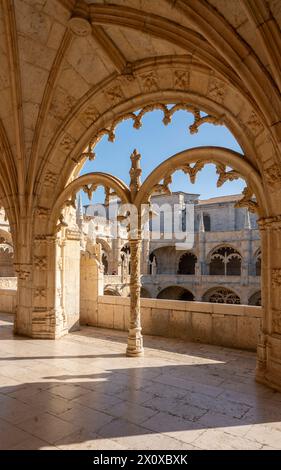 Lissabon, Stadtteil Belem, Mosteiro dos Jerónimos, Hieronimuskloster, Kreuzgang Stockfoto