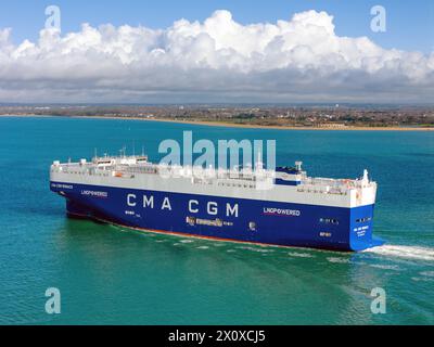CMA CGM Monaco ist einer von vier mit LNG betriebenen Autotransportern, die von der Eastern Pacific Shipping of Singapore chartern. Stockfoto