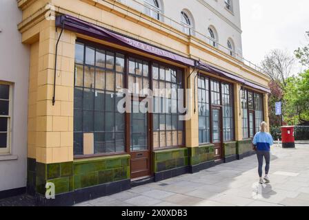 14. April 2024, London, England, Großbritannien: Außenansicht der Gastropub York and Albany in der Nähe von Regent's Park, im Besitz von Gordon Ramsay, das von Hausbesetzern besetzt wurde. Das Gebäude wird derzeit für 13 Millionen Pfund verkauft. (Kreditbild: © Vuk Valcic/ZUMA Press Wire) NUR REDAKTIONELLE VERWENDUNG! Nicht für kommerzielle ZWECKE! Stockfoto