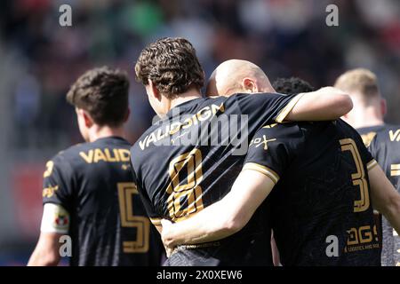 UTRECHT - Gerrit Nauber von Go Ahead Eagles feiert das 1-1-jährige Spiel des FC Utrecht und Go Ahead Eagles im Galgenwaard-Stadion am 14. April 2024 in Utrecht, Niederlande. ANP JEROEN PUTMANS Stockfoto