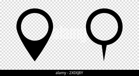 Pins für das Symbol für zwei Kartenzeichen auf transparentem Hintergrund Stock Vektor