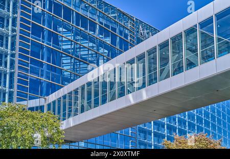 Straßburg, Frankreich, Standort des Europäischen Parlamienten, Bürogebäude architektonische Details Stockfoto