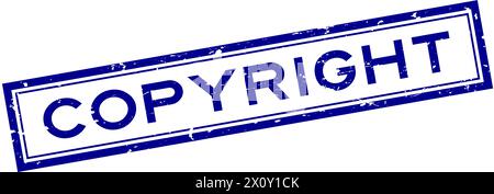 Grunge blauer Copyright Wort quadratischer Gummistempel auf weißem Hintergrund Stock Vektor
