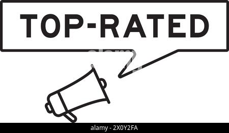Megaphon-Symbol mit Sprechblase im Wort, bestbewertet auf weißem Hintergrund Stock Vektor
