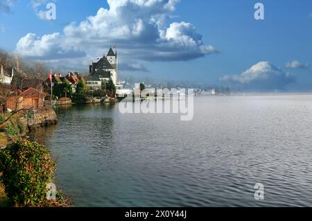 Stadt Vitznau am schönen Vierwaldstättersee. Schweiz, Europa. Stockfoto