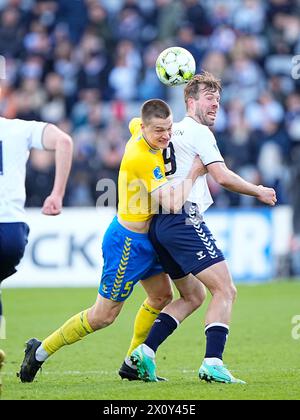 Superliga-Spiel zwischen AGF und Broendby IF im Ceres Park in Aarhus Sonntag, 14. April 2024. (Foto: Bo Amstrup/Scanpix 2024) Stockfoto