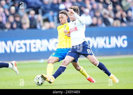 Superliga-Spiel zwischen AGF und Broendby IF im Ceres Park in Aarhus Sonntag, 14. April 2024. (Foto: Bo Amstrup/Scanpix 2024) Stockfoto