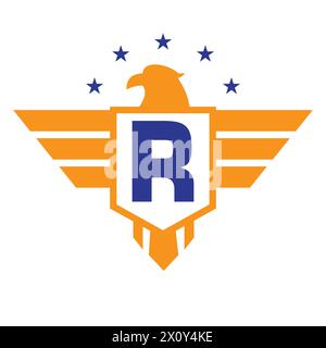 Erstes Wing-Logo auf Buchstabe R für das Transportsymbol Stock Vektor