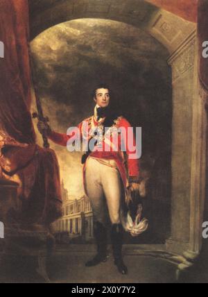 Arthur Wellesley, 1. Duke of Wellington (1769-1852), 1814-15. Von Sir Thomas Lawrence (1769–1830). Der Duke of Wellington war ein anglo-irischer Soldat und Staatsmann der Tory. Er war einer der führenden militärischen und politischen Persönlichkeiten des Vereinigten Königreichs des 19. Jahrhunderts und zweimal Premierminister des Vereinigten Königreichs. Stockfoto