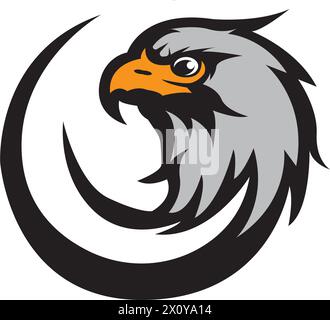 Vogelfalke und Logo Design, Adler oder Falken Abzeichen Emblem Vektor Icon Illustration Stock Vektor