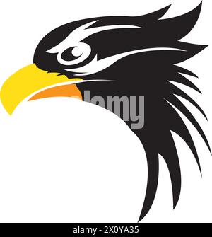 Vogelfalke und Logo Design, Adler oder Falken Abzeichen Emblem Vektor Icon Illustration Stock Vektor