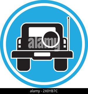 Schwarze 4x4-Autoleistung, Vorderansicht Stock Vektor