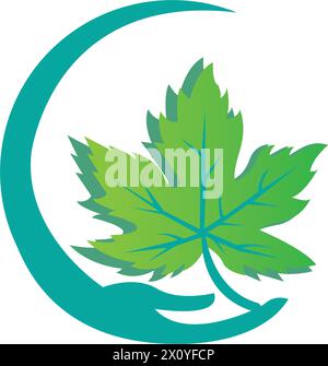Symbol eines Ahornblattes. Raster-Abbildung, Vorlage für Hintergrund-Logo. Stock Vektor