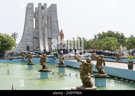 GHANA, Accra, Kwame Nkrumah Mausoleum und Memorial Park, gewidmet dem Gedenken an den großen Panafrikanisten und ersten Präsidenten Ghanas nach der Unabhängigkeit 1957 Herr Osagyefo Dr. Kwame Nkrumah / GHANA, Accra, Kwame Nkrumah Mausoleum und Memorial Park, in Gedenken an den ersten Präsidenten Kwame Nkrumah von Ghana nach der Unabhängigkeit Stockfoto