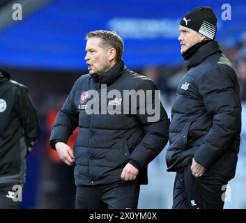 FC Midtjylland-Trainer Thomas Thomasberg im Superliga-Spiel zwischen dem FC Midtjylland und dem FC Kopenhagen in der MCH Arena in Herning, Sonntag, den 14. April 2024. (Foto: Henning Bagger/Ritzau Scanpix) Stockfoto