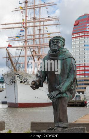 Statue des schwedischen Musikers Evert Taube im Zentrum von Göteborg, Schweden Stockfoto