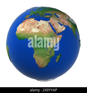 3D-Rendering der Erde isoliert auf weißem Hintergrund Stockfoto