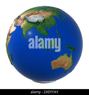 3D-Rendering der Erde isoliert auf weißem Hintergrund Stockfoto