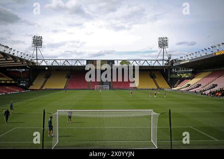 London, Großbritannien. April 2024. London, 14. April 2024: Pitch View beim Spiel der Barclays Womens Championship zwischen Watford und Charlton Vicarage Road, London, England. (Pedro Soares/SPP) Credit: SPP Sport Press Photo. /Alamy Live News Stockfoto