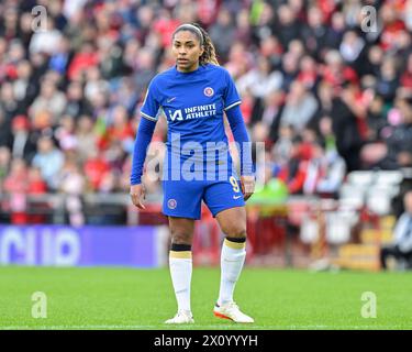 Leigh, Großbritannien. April 2024. Catarina Macario von Chelsea Women, während des Halbfinalspiels Manchester United Women gegen Chelsea FC Women im Leigh Sports Village, Leigh, Großbritannien, 14. April 2024 (Foto: Cody Froggatt/News Images) in Leigh, Großbritannien am 14. April 2024. (Foto: Cody Froggatt/News Images/SIPA USA) Credit: SIPA USA/Alamy Live News Stockfoto