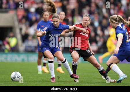 UK. April 2024. Manchester United Women gegen Chelsea Women- Women's FA Cup Halbfinale LEIGH, ENGLAND - 14. DEZEMBER: Melanie Leupolz aus Chelsea beim vierten Spiel der Frauen im FA Cup zwischen Manchester United und Chelsea im Leigh Sports Village am 14. April 2024 in Leigh, England. Quelle: ALAN EDWARDS/Alamy Live News Stockfoto