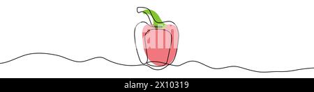 Fortlaufende bearbeitbare Zeichnung des Symbols für süßen Pfeffer. Süßpfeffer-Symbol in einer Zeile. Stock Vektor