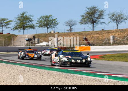 MONTMELO, Spanien. April 2024. #55 SPIRIT OF RACE (CHE) FERRARI 296 LMGT3 (LMGT3) DUNCAN CAMERON (GBR)/DAVID PEREL (ZAF)/MATTHEW GRIFFIN (IRL) WÄHREND DER 4 STUNDEN VON BARCELONA, ERSTES RENNEN DER EUROPÄISCHEN LE MANS SERIE 2024 AUF DER STRECKE BARCELONA-CATALUNYA, MONTMELO (ESP), 12.-14.2024 APRIL - FOTO LAURENT CARTALADE/MPS AGENCY CREDIT MPS AGENCY/ALAMY LIVE NEWS Stockfoto