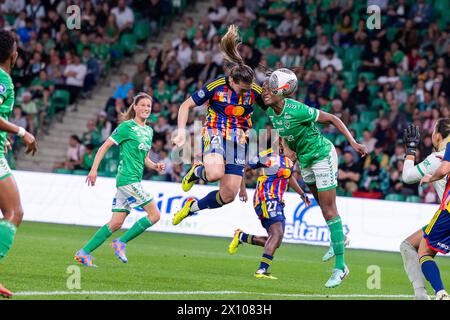 Saint Etienne, Frankreich. April 2024. Vanessa Gilles (21 Olympique Lyonnais) im Spiel D1 Arkema zwischen AS Saint-Etienne und Olympique Lyonnais im Stadion Geoffroy Guichard in Saint-Etienne, Frankreich. (Pauline FIGUET/SPP) Credit: SPP Sport Press Photo. /Alamy Live News Stockfoto