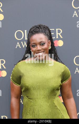 London, Großbritannien. April 2024. Georgina Onuorah nimmt an den Olivier Awards 2024 mit Mastercard in der Royal Albert Hall in London Teil. Credit: John Davies/Alamy Live News Credit: John Davies/Alamy Live News Stockfoto