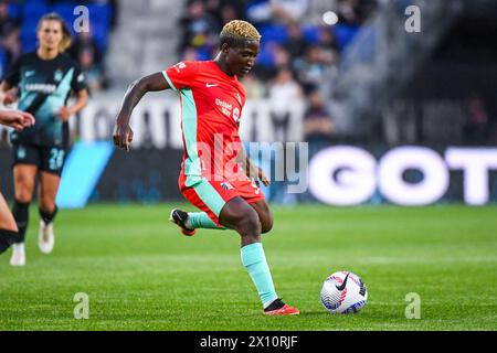 Harrison, Usa. April 2024. Harrison, USA, 14. April 2024: Temwa Chawinga (6 Kansas City Current) während des Spiels zwischen Gotham FC und Kansas City Current in der Red Bull Arena in Harrison, NJ United States (NUR REDAKTIONELLE VERWENDUNG). (Rebekah Wynkoop/SPP) Credit: SPP Sport Press Photo. /Alamy Live News Stockfoto