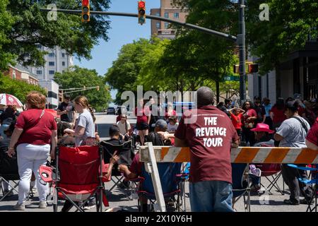 Gamecock-Fans feierten mit dem Frauen-Basketballteam der University of South Carolina bei der Meisterschaftsparade in Columbia, South Carolina. Stockfoto