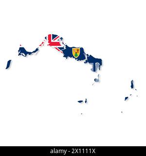 Flaggenkarte der Turks- und Caicosinseln Stockfoto