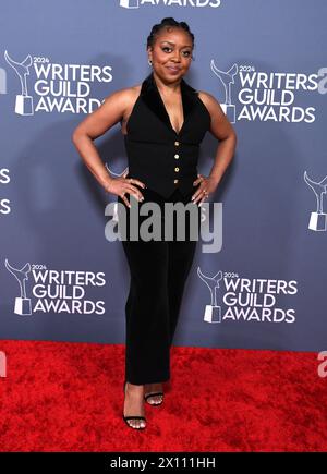 14. April 2024 Schauspielerin/Autorin Quinta Brunson nimmt am 14. April 2024 an den 76. Annual Writers Guild Awards im Hollywood Palladium in Los Angeles, Kalifornien, USA Teil. Foto: Barry King/Alamy Live News Stockfoto