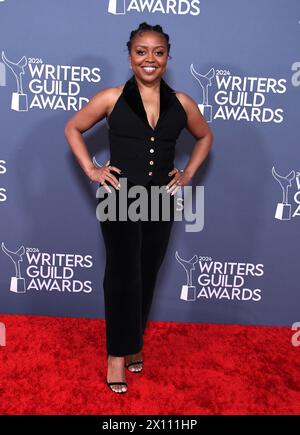 14. April 2024 Schauspielerin/Autorin Quinta Brunson nimmt am 14. April 2024 an den 76. Annual Writers Guild Awards im Hollywood Palladium in Los Angeles, Kalifornien, USA Teil. Foto: Barry King/Alamy Live News Stockfoto