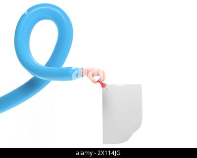 Druckstifte aus Papier. Daumen in Hand Mann. Leeres weißes Blatt. Flache 3D-Illustration. Ansage an Pinnwand anhängen. Idee zur Erinnerung. Message.Long auflisten Stockfoto