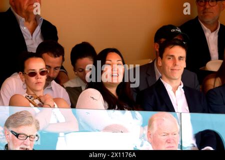 Monaco, Monaco. April 2024. Pauline Ducruet, Marie Chevallier und Louis Ducruet während des achten Tages der Rolex Monte-Carlo Masters im Monte-Carlo Country Club am 14. April 2024 in Monte-Carlo, Monaco. - Bild und Copyright Thierry CARPICO/ATP Images (CARPICO Thierry/ATP/SPP) Credit: SPP Sport Press Photo. /Alamy Live News Stockfoto