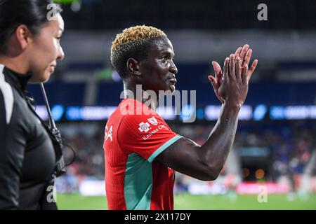 Harrison, Usa. April 2024. Harrison, USA, 14. April 2024: Temwa Chawinga (6 Kansas City) verlässt das Spiel während des Spiels zwischen Gotham FC und Kansas City Current in der Red Bull Arena in Harrison, NJ, USA (NUR REDAKTIONELLE VERWENDUNG). (Rebekah Wynkoop/SPP) Credit: SPP Sport Press Photo. /Alamy Live News Stockfoto