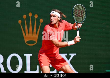 Stefanos Tsitsipas während des Rolex Monte-Carlo ATP Masters 1000 Tennis am 13. April 2024 im Monte Carlo Country Club in Roquebrune Cap Martin, Frankreich bei Monaco. Foto: Victor Joly/ABACAPRESS.COM Stockfoto