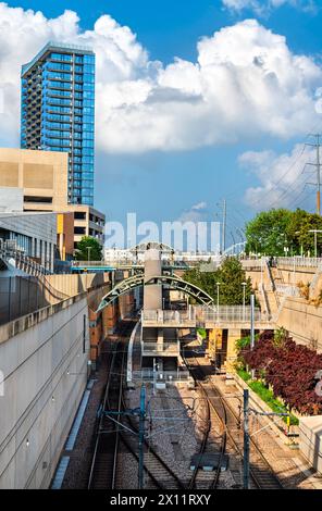 SMU Mockingbird Station der Dallas Light Rail in Texas, USA Stockfoto