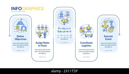 So organisieren Sie die Infografik-Vorlage für das blaue Rechteck eines Hackathons Stock Vektor