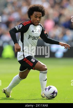 London, Großbritannien. April 2024. Willian of Fulham während des Premier League-Spiels im London Stadium. Der Bildnachweis sollte lauten: Paul Terry/Sportimage Credit: Sportimage Ltd/Alamy Live News Stockfoto