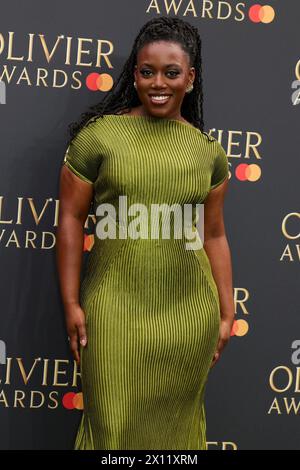 London, Großbritannien. April 2024. Georgina Onuorah nimmt an den Olivier Awards 2024 in der Royal Albert Hall in South Kensington, London, Teil. (Foto: Cat Morley/SOPA Images/SIPA USA) Credit: SIPA USA/Alamy Live News Stockfoto