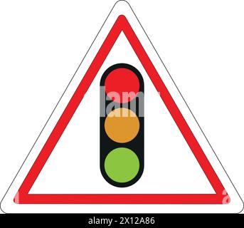 Dreieckiges Schild mit weißem Hintergrund und roter Einfassung: Ampeldurchsage Stock Vektor