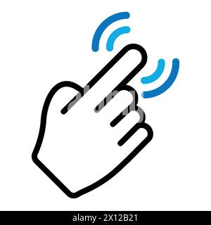 Cursor-Handsymbol, das auf wi-fi-Signalwellen klickt Stock Vektor