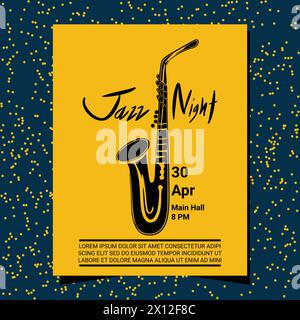 Poster handgezeichnetes Saxophon-Kunstwerk Jazz Night Live-Musik oder Festveranstaltungen vertikales Vektor-Kunstdesign. Stock Vektor