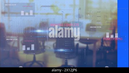 Bild von Lichtspuren und Datenverarbeitung im Büro Stockfoto