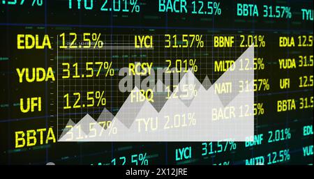 Abbildung von Diagrammen, Handelstafel, Binärcodes, Programmiersprache über Navigationsmuster Stockfoto